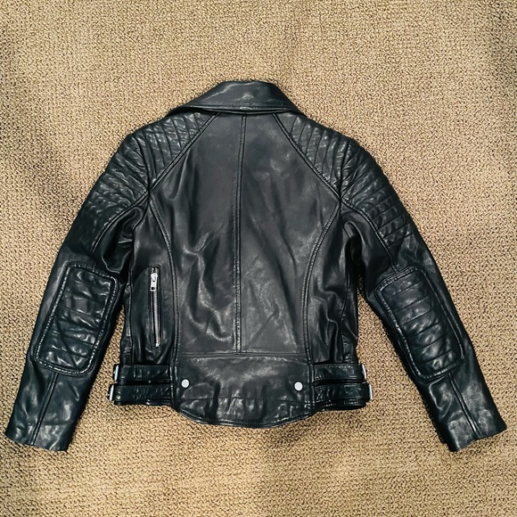 AllSaints Papin leather jacket Size US 2 black - Picture 7 of 8